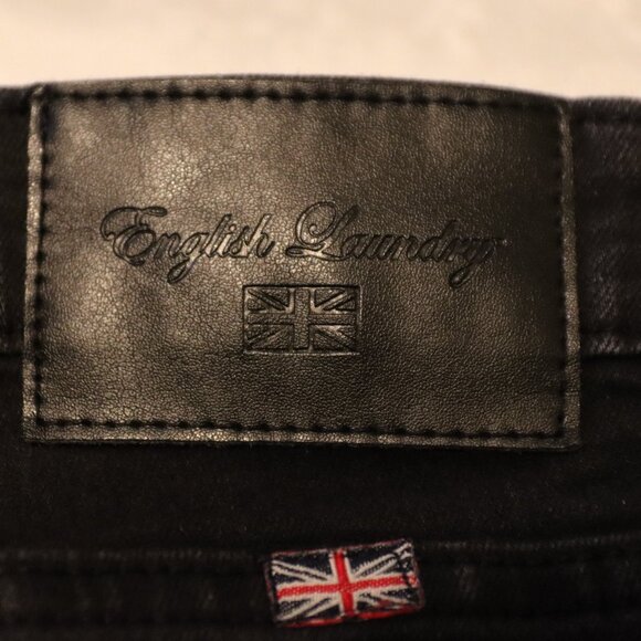 English Laundry Jeans Men's 36x 30 Dark Wash Kent Slim Stretch Distressed - Picture 2 of 11